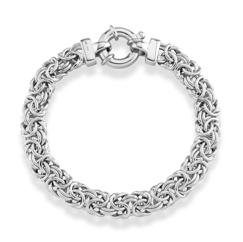 Miabella Italian 925 Sterling Silver, 18Kt Gold Plated 9mm Byzantine Bracelet for Women, Handmade in Italy (sterling silver, Length 7.0 Inches (x-small)) - Image 1